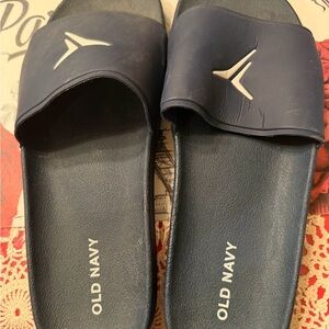 Old Navy Navy and White Slide Sandals